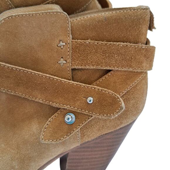 Rag & Bone Camel Tan Suede Harrow Bootie Size 8 Heeled Leather Ankle Boot - Picture 4 of 14
